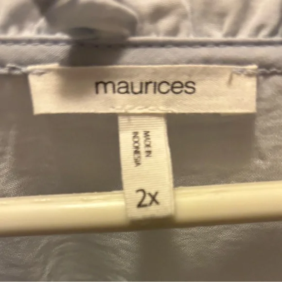 Maurices Pale Blue Ruffle-Neck Button-Front Blouse - Picture 4 of 5